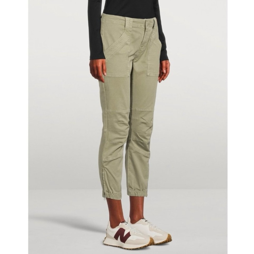 FRAME Trapunto Moto Cropped Cuffed Pants in Washed Aloe Green - Women’s Size 29
